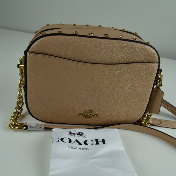 Coach Handbags - Coach Pebbled Leather Camera Bag w/ Crystal Rivets